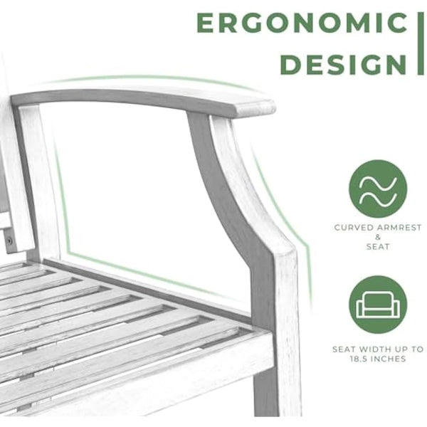 Grand patio Garden Bench, Outdoor Bench with Anti-Rust Steel Metal Frame, Stamped Pattern, Choice of Colours, Suitable for Indoor, Outdoor, Patio, Park (Farmhouse, White)
