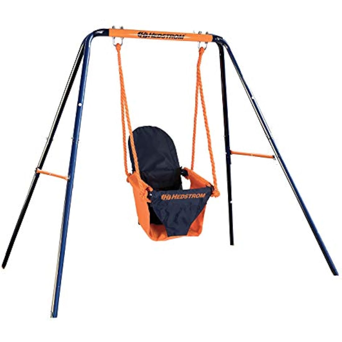 Hedstrom Folding Baby Swing Set | Age 6-36 Months | Outdoor Garden or Home Play Equipment Children | Adjustable Kids Playground | Toddler Toy Chair High Back, Blue/Orange