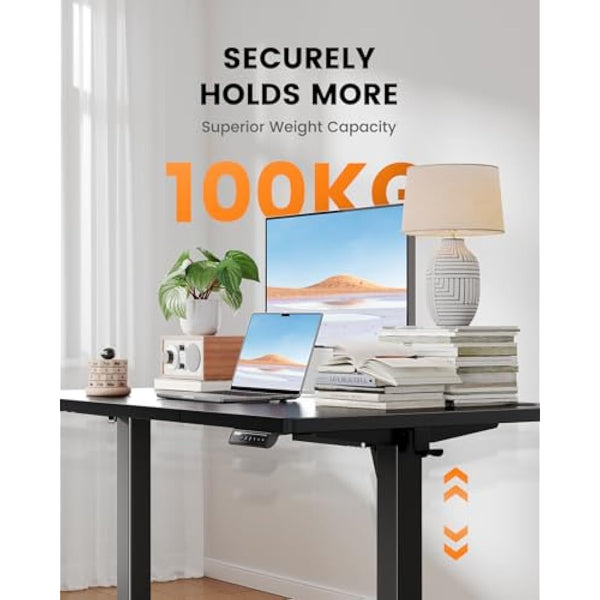 ErGear Electric Standing Desk with Advanced Brushless Motor, 160 x 80 cm Height Adjustable Desk with 100kg Load Capacity, Quiet Operation, Sturdy Metal Frame