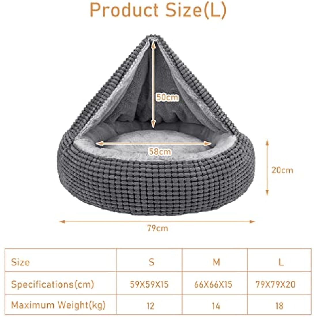 JOEJOY Round Dog Bed Calming Donut Cuddler Pet Bed for Large Medium Small Dogs, Warm Puppy Hooded Dog Cave Bed Cat Bed Medium Washable with Breathable Fluff, 31IN