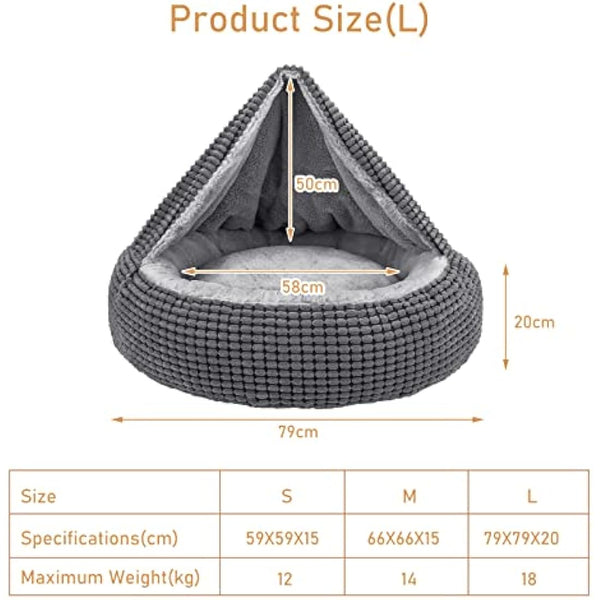 JOEJOY Round Dog Bed Calming Donut Cuddler Pet Bed for Large Medium Small Dogs, Warm Puppy Hooded Dog Cave Bed Cat Bed Medium Washable with Breathable Fluff, 31IN