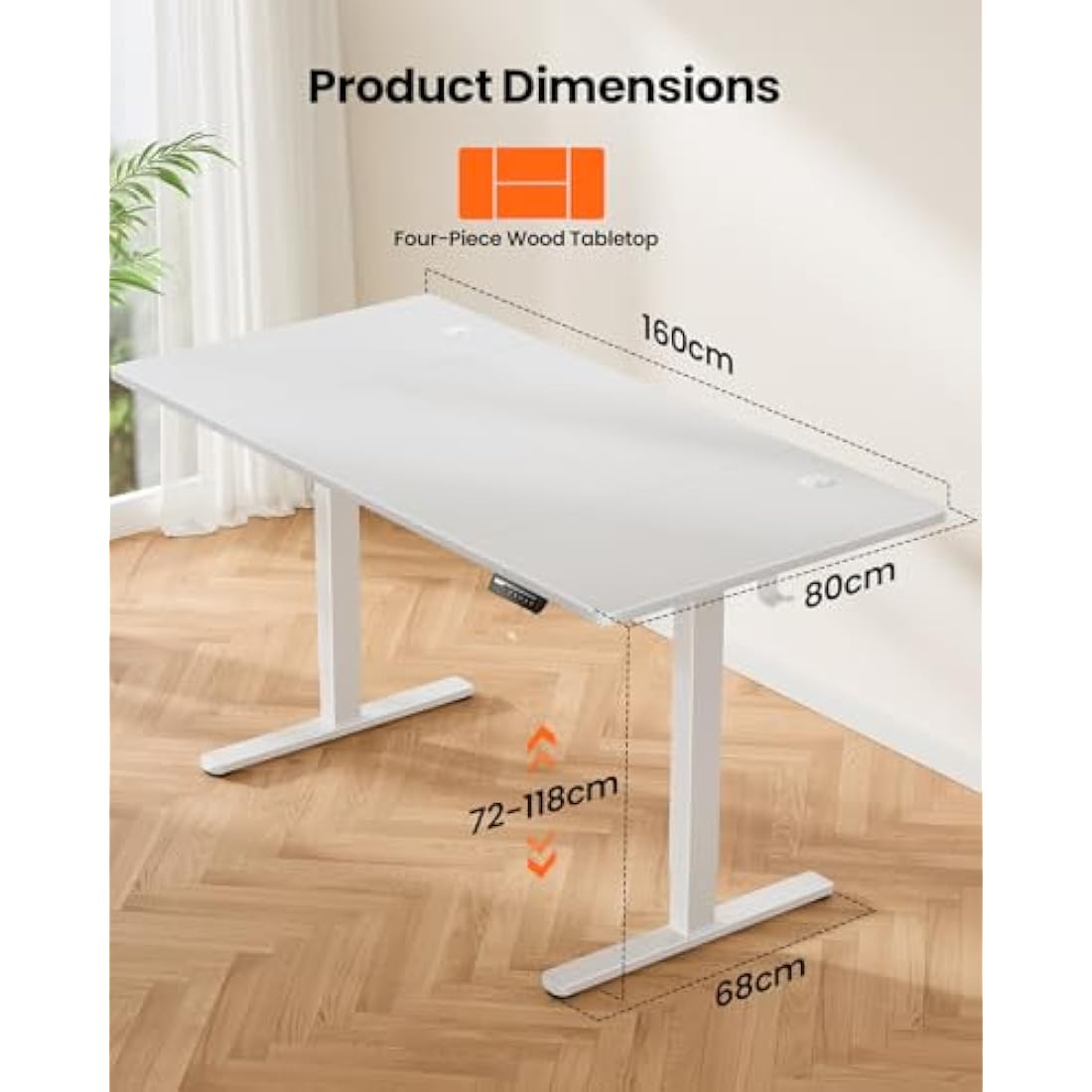 ErGear Electric Standing Desk Height Adjustable 160 x 80cm, Sit Stand Desk with 4 Memory Smart Pannel, Home Office Desk with Splice Board