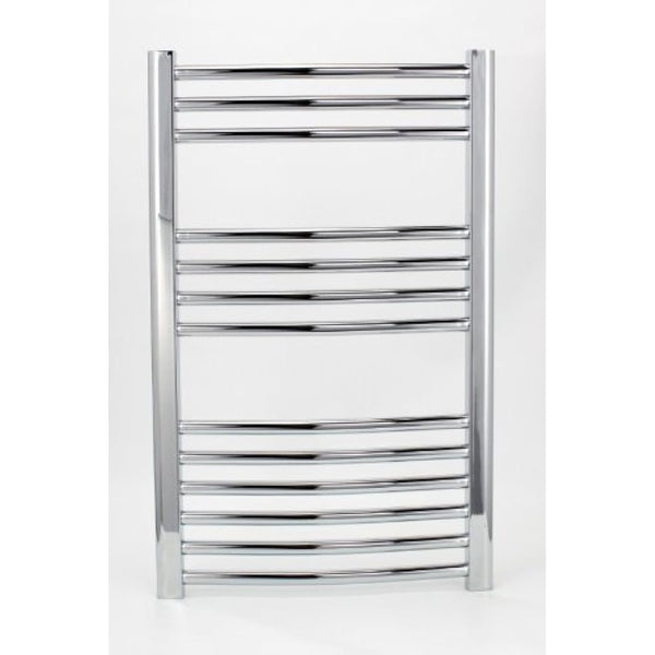 Milano Chrome Curved Heated Towel Rail W500mm x H800mm Central Heating Towel Radiator