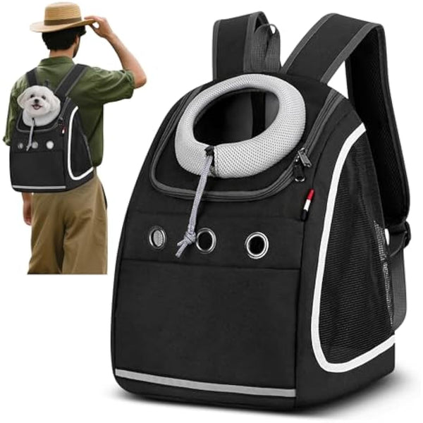 ALLSOPETS Dog Backpack Portable Cat Carrier Bag Travel Pet Backpack for Small Dog Cats Breathable Dog Rucksack Pet Carrying Bag for Travel Hiking Camping Outdoor (Carbon Black)