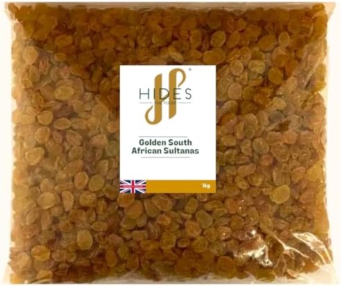 Hides Fine Foods - Golden South African Sultanas 1kg - GMO Free - Suitable for Vegetarians - Baking - Desserts - Cakes - Cookies - Tart - Mince Pies - Granola
