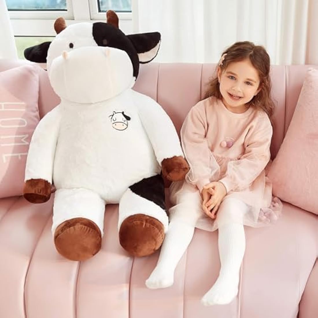 IKASA Giant Cow Stuffed Animal Jumbo Cow Soft Toys (White, 78cm)