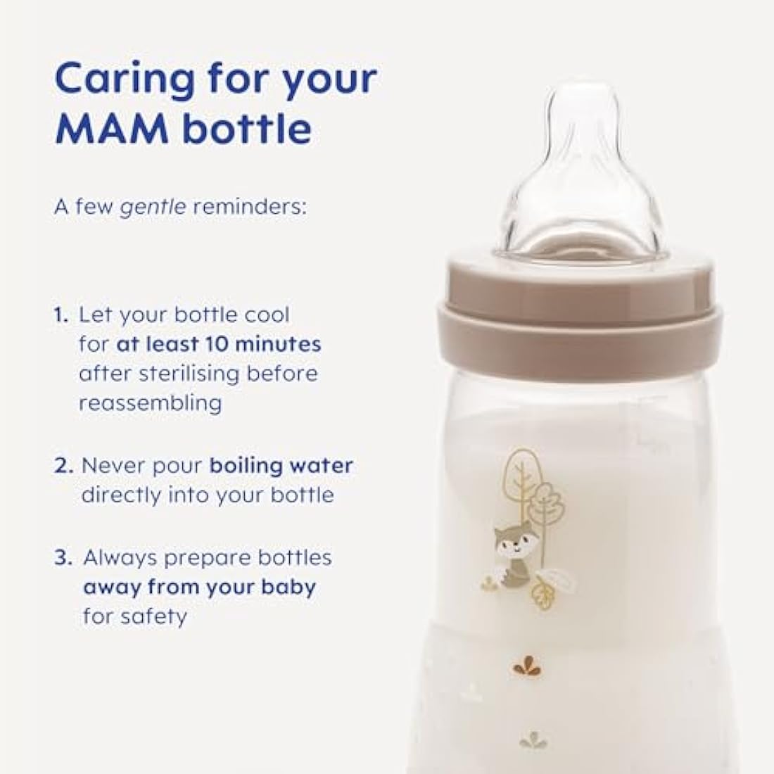 MAM Easy Start Anti-Colic Baby Bottles | 3 Pack (3 x 260) | Self-Sterilising Baby Milk Bottle | Medium Flow MAM Teats Size 2 | Newborn Essentials | Blue (Various Designs)