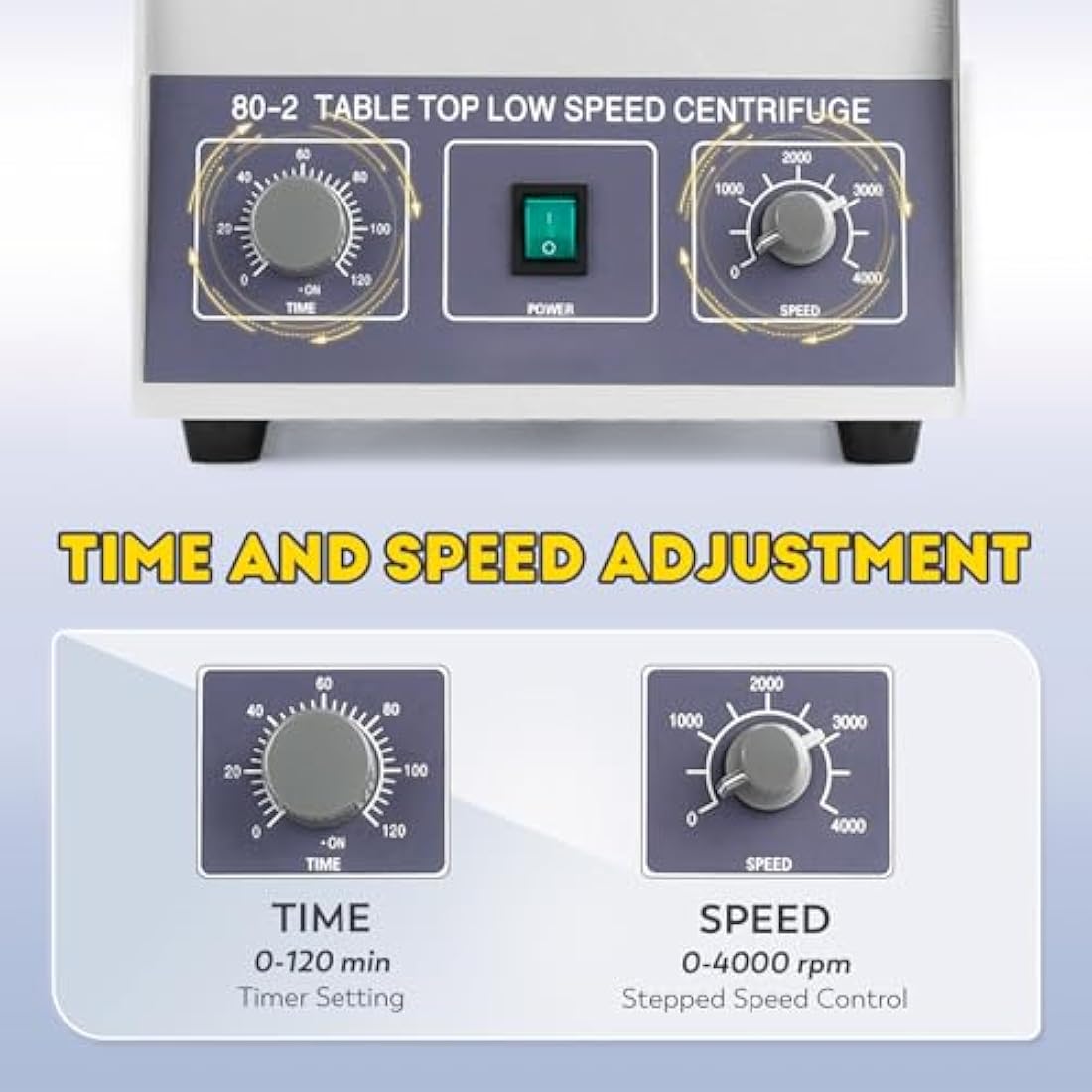 CGOLDENWALL 80-2 Centrifuge 4000rpm Centrifugal Machine with 12x20ml Tubes- 2325xg Centrifugal Force- 0-120min Timer for Separation of Samples&Qualitative Analysis in Hospital/Biological/Chemical Labs
