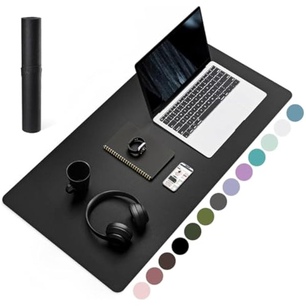 YSAGi Non-Slip Desk Pad, Waterproof PVC Leather Desk Table Protector, Ultra Thin Large Mouse Pad, Easy Clean Laptop Desk Writing Mat for Office Work/Home/Decor (80 x 40 cm, Black)