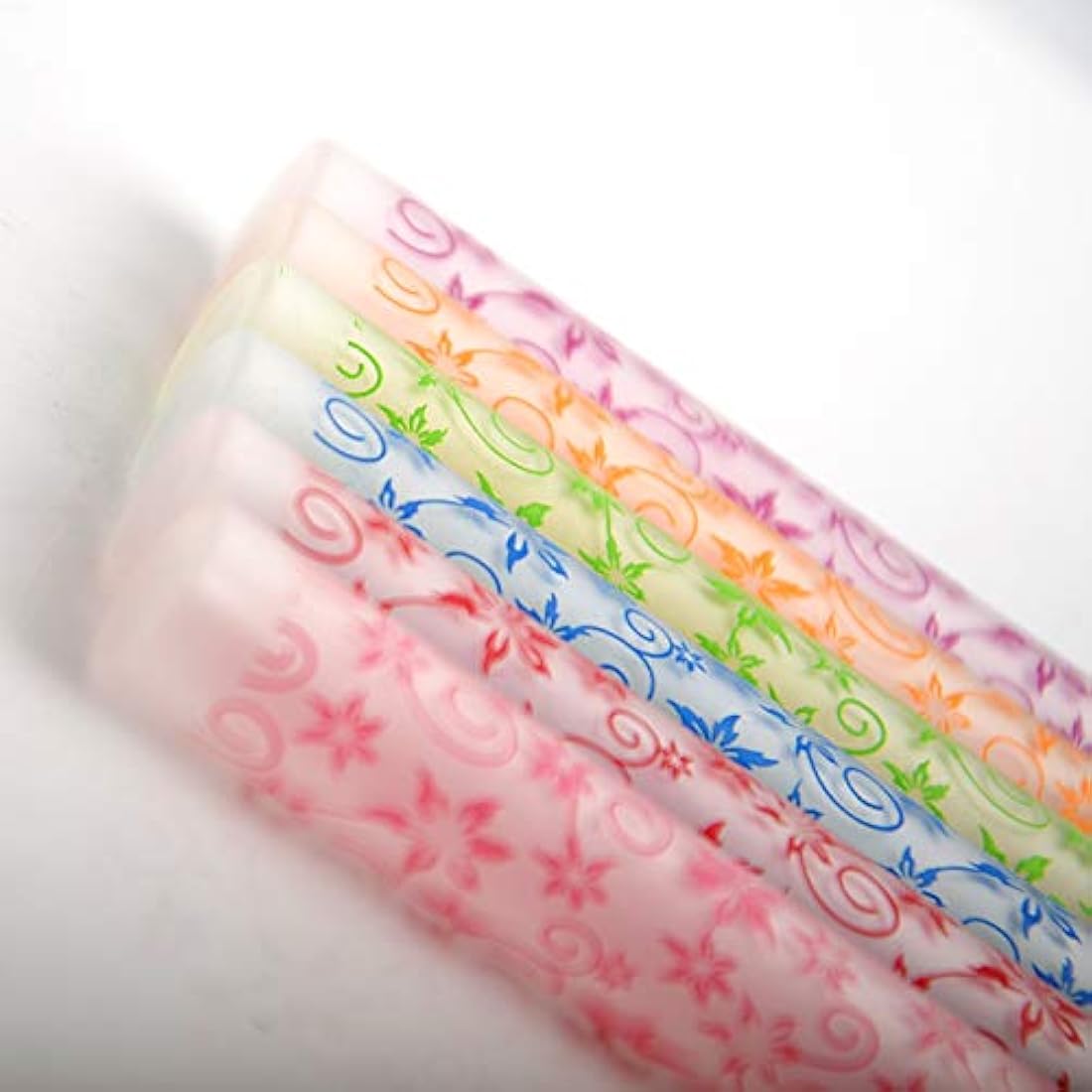 Enslz 6 Pcs 10ml Flower Print Matte Refillable Empty Travel Glass Perfume Spray Bottle Atomizer Pump Sprayer Bottle Set