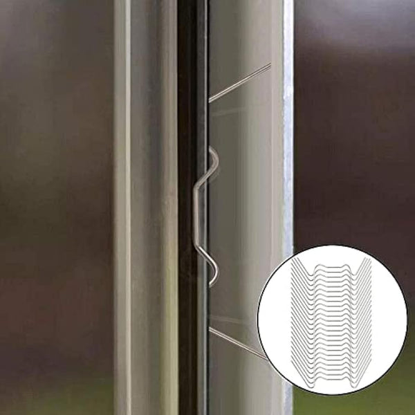 HONGCI 100Pcs W Clips for Greenhouse Glass Panes,Greenhouse Clips for Glass,Stainless Steel Greenhouse W Clips Greenhouse Window Clips Glass Pane Fixings Clips,Greenhouse Glass Clips for Holding Glass