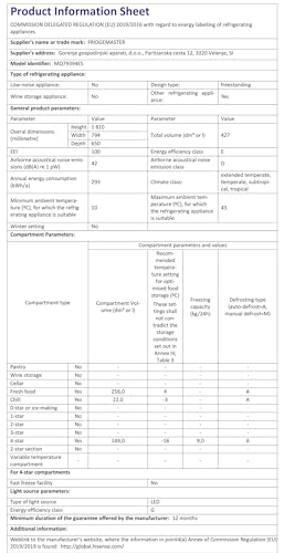 Fridgemaster MS83430EB Freestanding Slim American Side by side Door Fridge Freezer 441L, Total No Frost, Inverter compressor, Black, 83.2x178.0cm, Energy Rating E