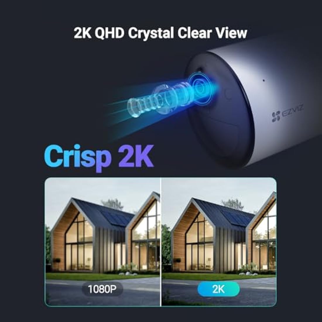 EZVIZ 2025 2K Solar Camera Wireless, 24/7 Recording AOV Tech, CCTV Camera Outdoor, Human Vehicle Detection, Colour Night Vision, 2-Way Audio, 5W Solar Panel Included (CB3 Kit)