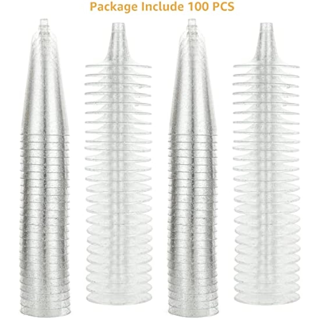 JMIATRY 100 Pcs Plastic Champagne Flutes, 160ml/5.6oz Multi-Use Champagne Flutes Reusable, Plastic Flutes Great for Wedding, Christmas, Birthday Party and Daily Use, Silver Glitter
