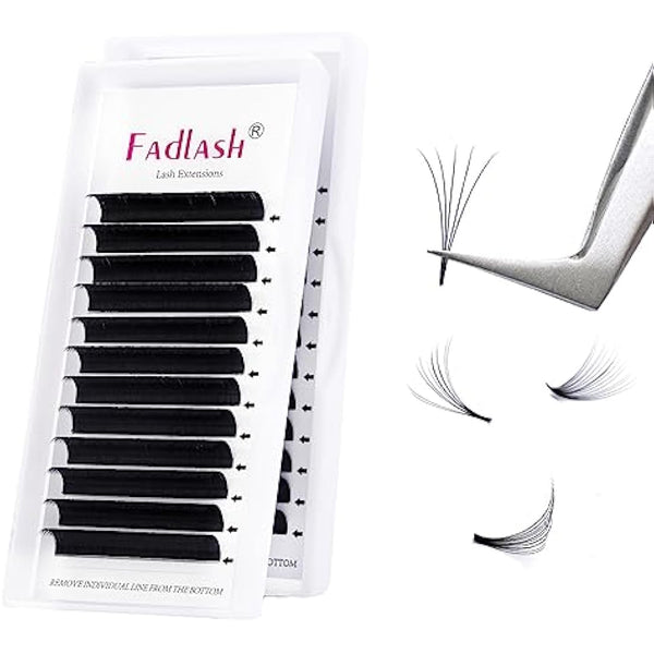 Fadlash Easy Fan Lashes D Curl 0.07 11-12-13mm Mixed Tray Russian Lashes Natural Look Self Fanning Eye Lashes Automatic Blooming Russian Eyelashes Extensions