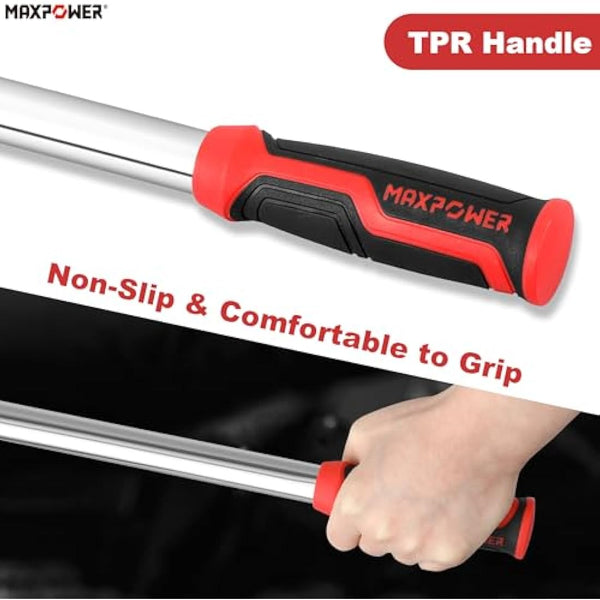 MAXPOWER Breaker Bar Telescopic, 1/2-Inch Drive Breaker Bar Extendable Flex Handle, Length Adjustment 430mm-570mm