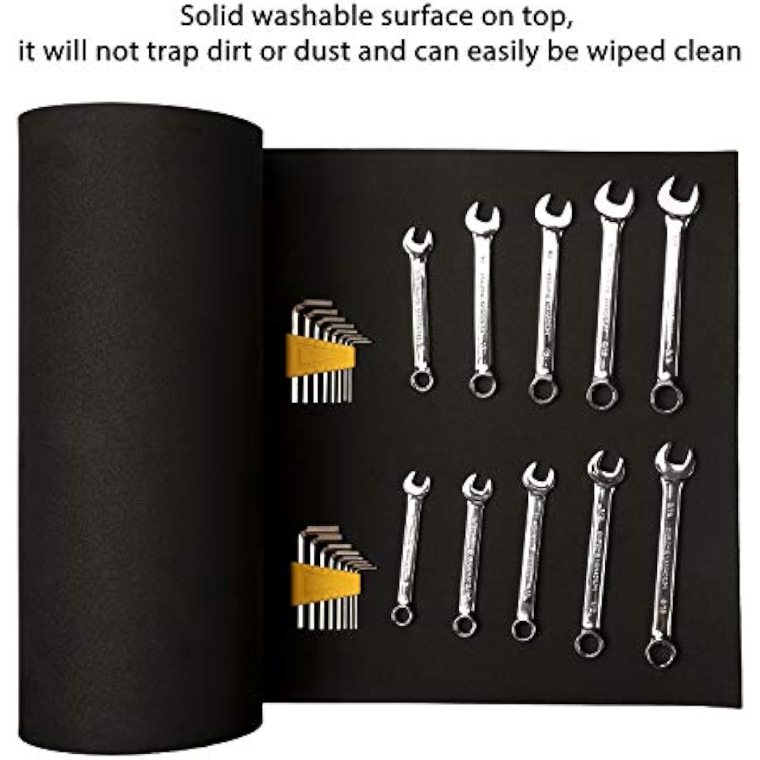 CASOMAN Professional Tool Box Liner, Toolbox Drawer Line - 16 inch(wide) x 16 feet (long), Non Slip Matting Roll, Black