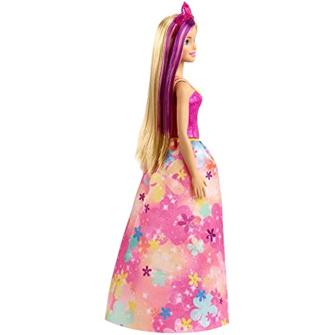 Barbie Dreamtopia Princess Doll, 12-Inch, Blonde with Purple Hairstreak Wearing Pink Skirt and Tiara, for 3 to 7 Year Olds, GJK13