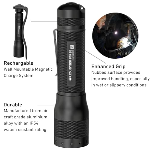 Ledlenser P7R SE - LED Rechargeable Torch, Super Bright 1100 Lumens, Powerful Waterproof Flash Light, Self Defense Strobe Feature, Hiking Torch, Dog Walking, Camping, Up to 40 Hour Battery Life.