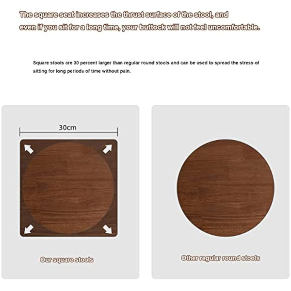 Aibiju Square Wooden Stool, Dressing Table Stool, Solid Wood Makeup Stool, Step Stool, Kids Small Table, Perfect Size for your Living Room, Bedroom (Brown, 1 Piece),YDEU-1500