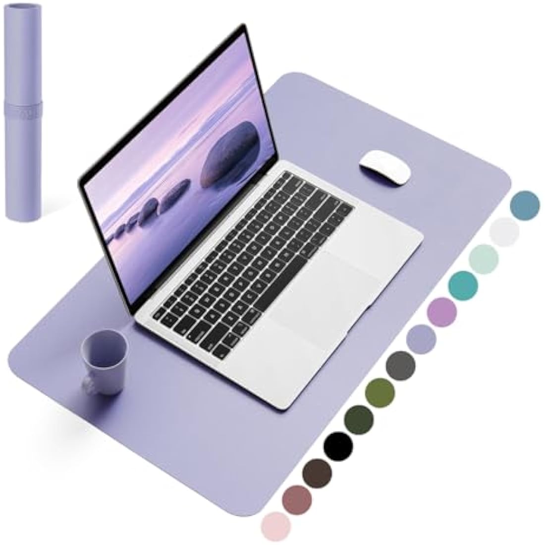 YSAGi Non-Slip Desk Pad, Waterproof PVC Leather Desk Table Protector, Ultra Thin Large Mouse Pad, Easy Clean Laptop Desk Writing Mat for Office Work/Home/Decor (60 x 35 cm, Lavender)