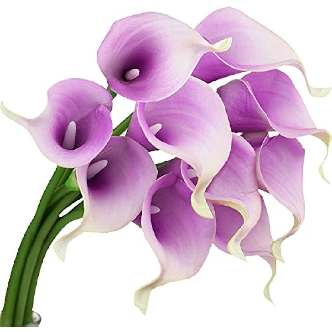 FiveSeasonStuff 10 Stems of Real Touch Calla Lilies Artificial Flower Bouquet, Perfect for Wedding, Bridal, Party, Home Office Décor DIY (Light Purple)