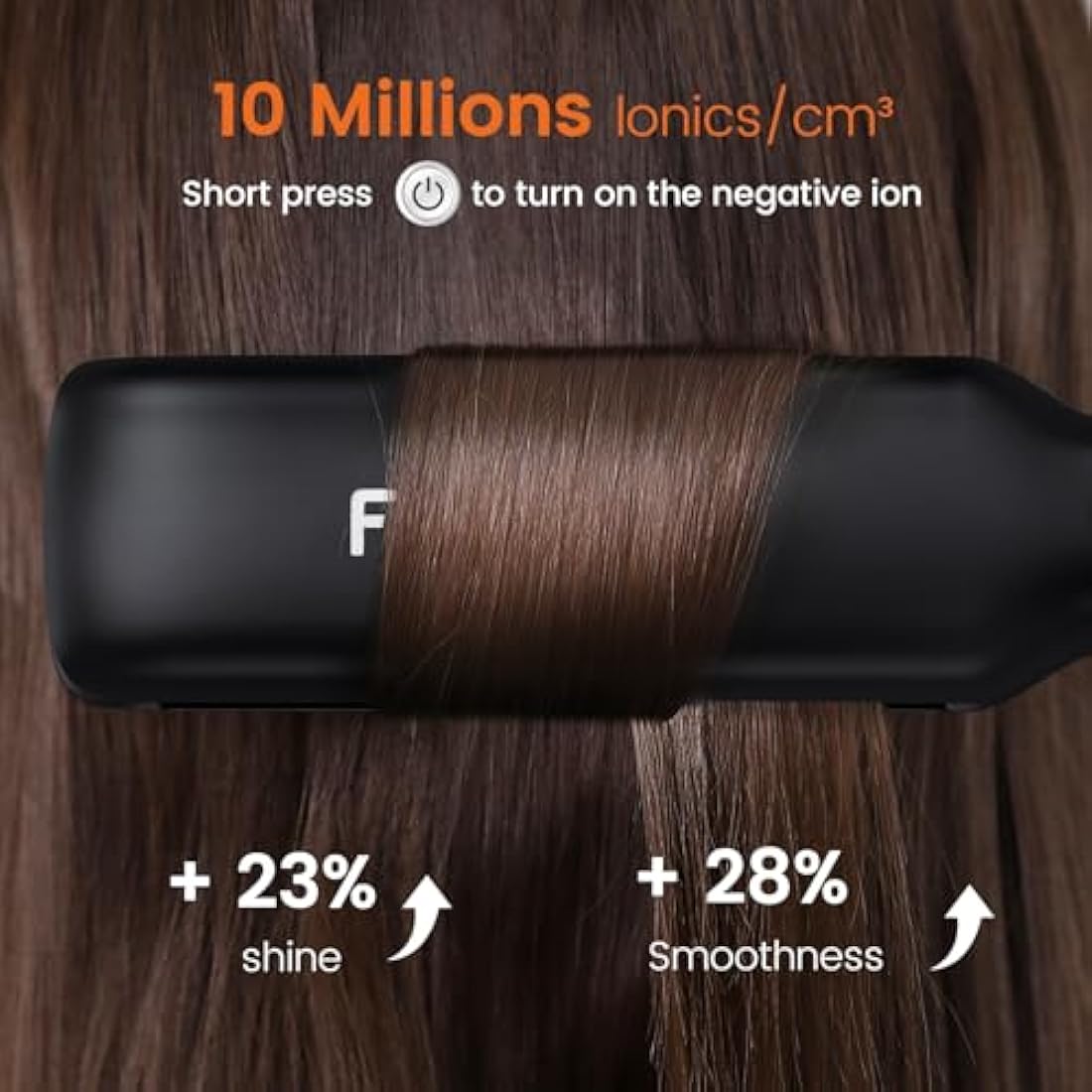 Faszin Professional Hair Straighteners, 42mm Wide-Plate Titanium Negative Ion Flat Iron, 30s Rapid Heating, Real-time Temperature Display, 11 Adjustable Temperature Levels (130-230℃)-Black