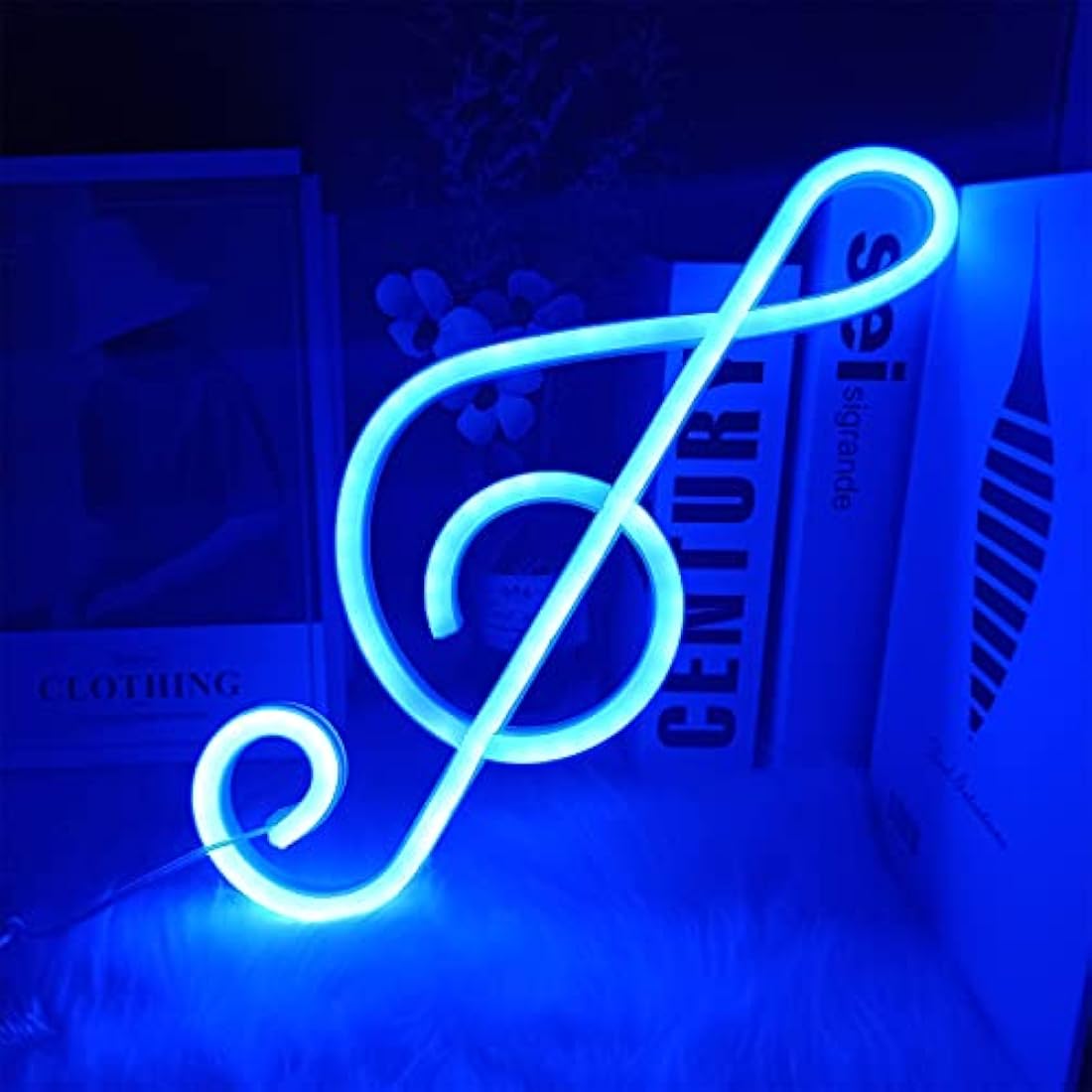 ENUOLI Music Note Neon Signs - Blue Neon Lights for Wall Decor - Battery or USB Operated - Night Lights - Decor for Bedroom, Living Room, Christmas, Wedding, Party, Bar