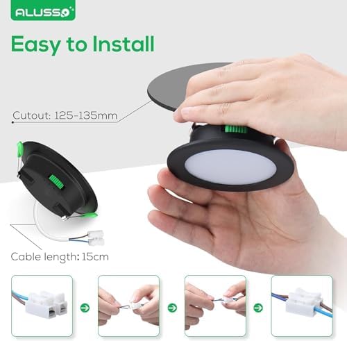 ALUSSO Ultra Slim 10W Dimmable LED Downlights, 700LM Recessed Ceiling Lights, 3000K-6500K Adjustable, 30MM Height, IP44 Rated for Bathroom, 12 Pack