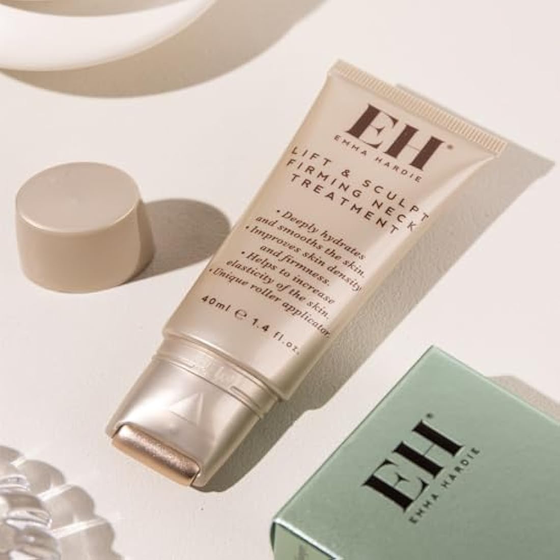 Emma Hardie 40ml Lift & Sculpt Neck Firming Serum, with Unique Roller Applicator for Facial Sculpting & Lifting, Reduces Appearance of Saggy Skin & Promotes Youthful Look, Vegan & Cruelty Free