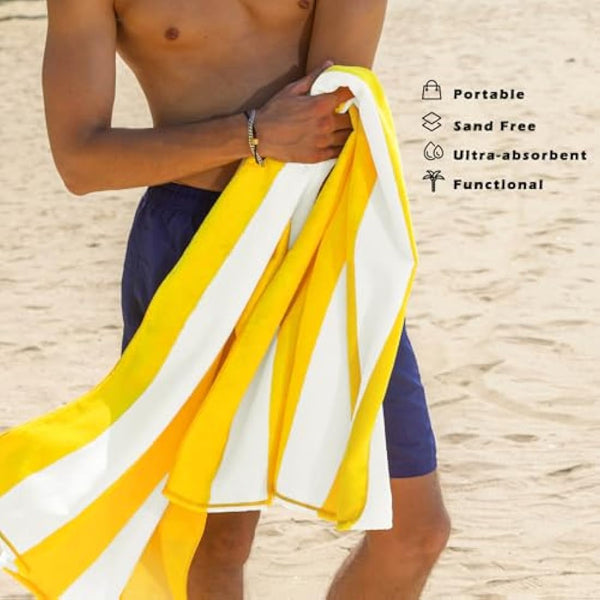 Exclusivo Mezcla 4-Pack Large Microfiber Beach Towels Set, Quick Dry,Pool/Swimming/Bath Towel for Adults/Kids (Blue/Hot Pink/Green/Yellow, 76cm x 152cm), Lightweight and Highly Absorbent