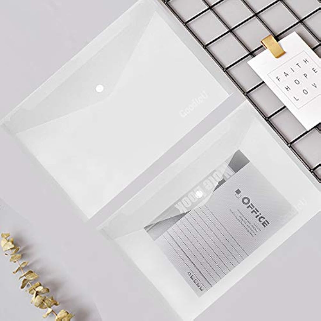 Clear Plastic Wallets A4 Folders Popper Plastic Document Wallets A4 Wallet with Pocket 24 Pack