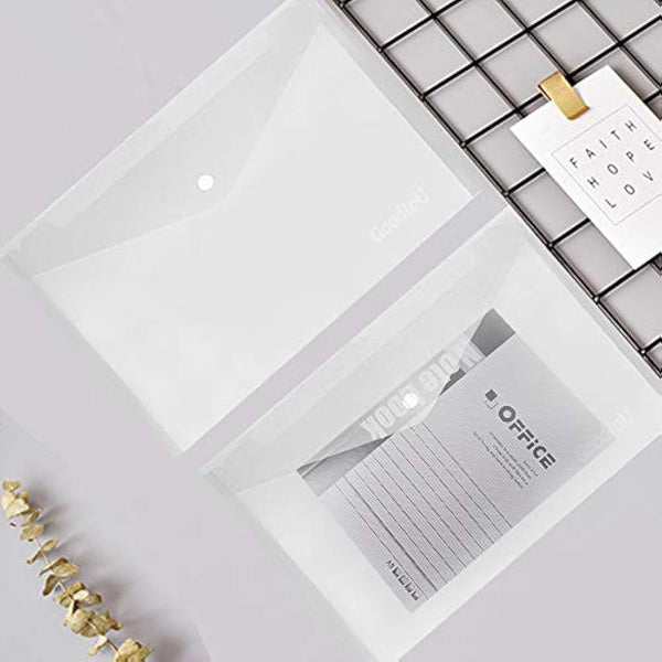 Clear Plastic Wallets A4 Folders Popper Plastic Document Wallets A4 Wallet with Pocket 24 Pack