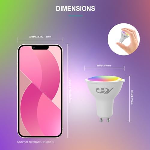 GY GU10 Smart Bulb,RGBCW Dimmable Colour Changing Alexa Light Bulbs,Compatible with Alexa&Google Home WiFi Light Bulbs(2.4GHz WiFi Only) 7W 500LM, 6 Packs