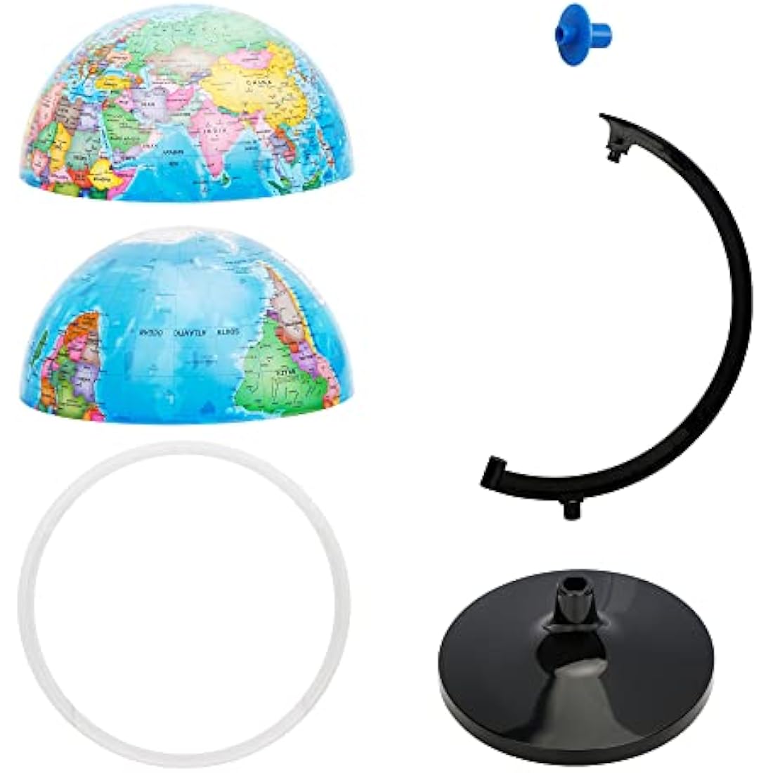 EXERZ 30cm World Globe Political Map - Large Educational Geographic Self Assembled School Globe - 30cm Diameter