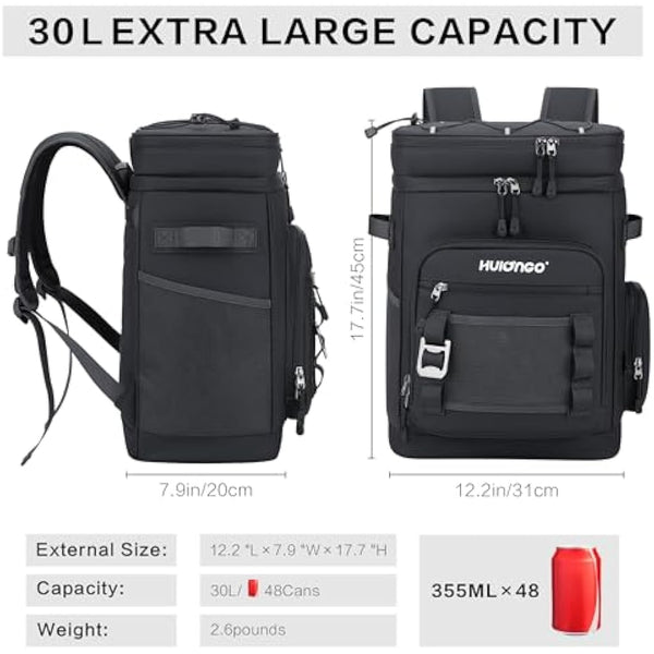 Hulongo Large Waterproof Insulated Cooler Backpack for Men & Women, Leak Proof Cooler Backpack