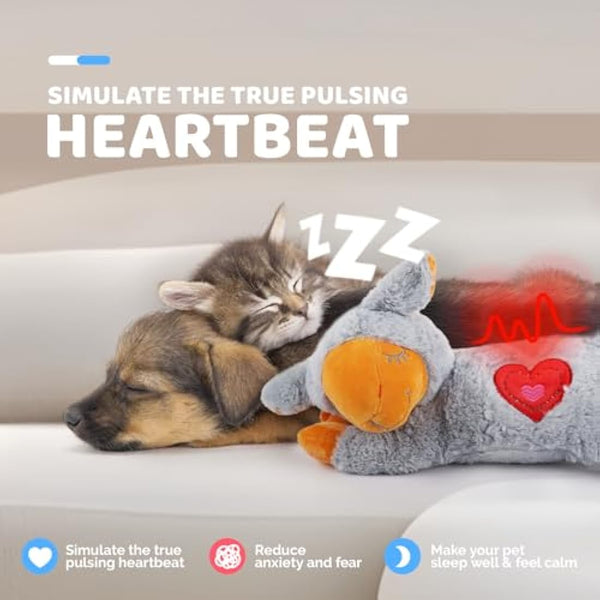 ALL FOR PAWS Puppy Heartbeat Toys Grey Sheep, Dog Behavioral Aid Plush Toy, Pet Snuggle Plush Toy for Puppies Dog with Heartbeating