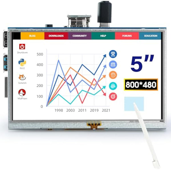 ELECROW For Raspberry Pi Screen, 5 inch Small Monitor 800x480 TFT Touch Screen Monitor Compatible with Raspberry Pi Banana Pi BB Black Windows 7 8 10 Jetson Nano