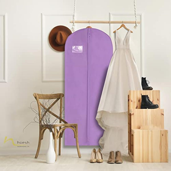 HOESH UK Women 60 & 72 Inches Breathable Bridesmaids Long Zip Wedding Dress Prom Gown Cover Garment Bags (Lilac, 24 x 72 inches)