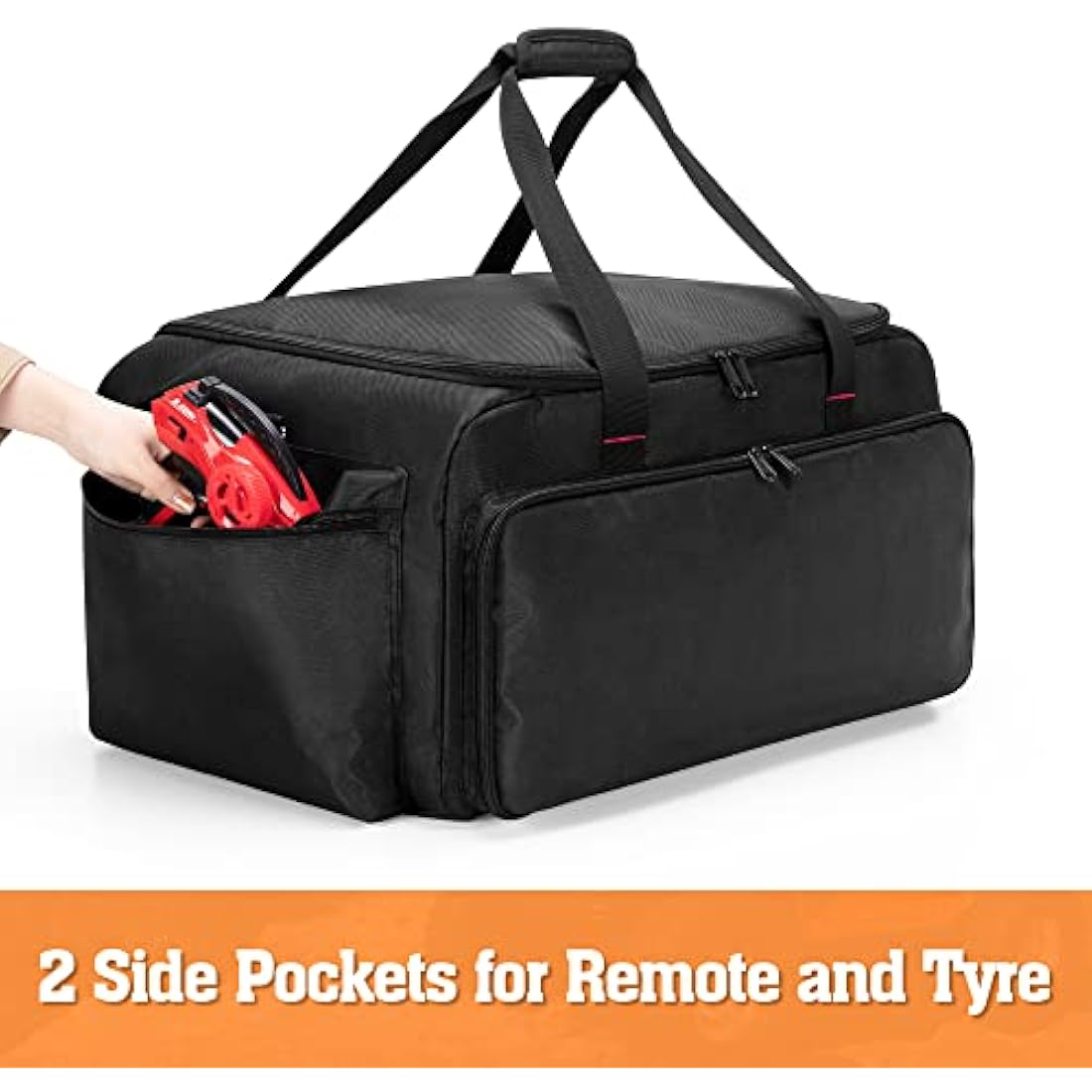 DSLEAF RC Storage Bag for 1/8 or 1/10 Car, Protective RC Carry Case with Multi Pockets for Batteries, Charger, Tools and Other Accessories, Patented Design