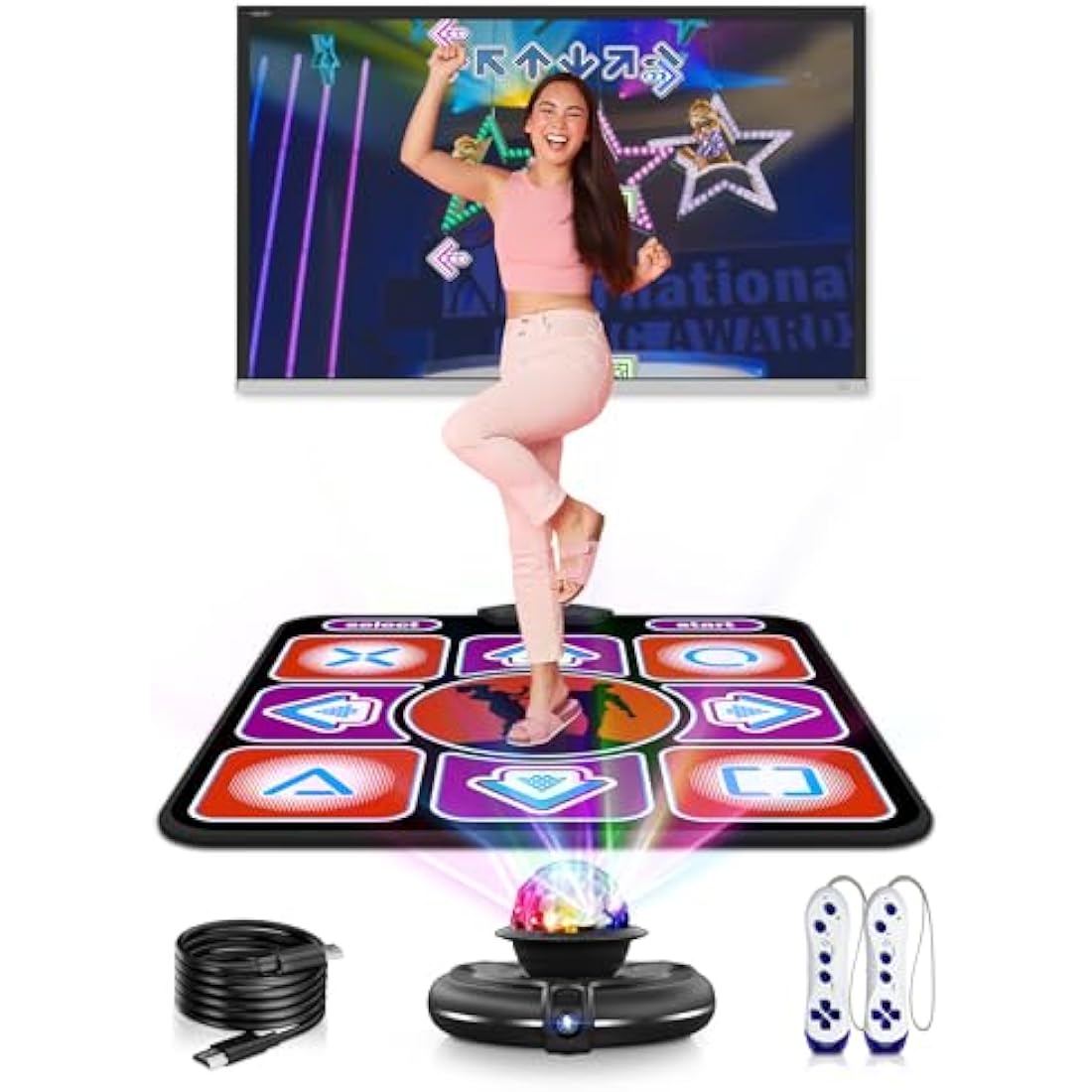 Acelufly Dance Mat, Electronic Dance Mat for TV with Camera, Non-slip Dance Mat for Girls, Birthday Gifts Dance Game Mat for Kids Adults Girls Boys (Black)