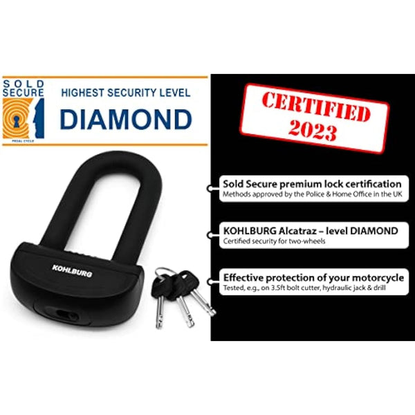 KOHLBURG 8kg Massive Motorcycle Security Chain Lock - 210cm Long Our Highest Security Level 10plus of 10 - Heavy Duty Steel Chain 0.5" as Motorcycle Lock Scooter & ebike Lock Sold Secure Diamond