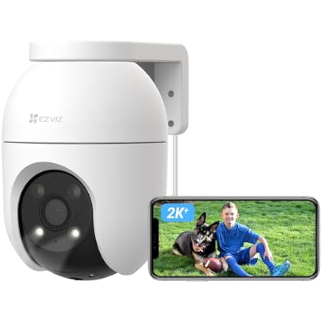 EZVIZ 2.5K Wifi Security Camera Outdoor Wired, No Monthly Fee, PTZ 360°, 512GB Supports, Starlight Color Night Vision, Human/Vehicle Detection, Auto-Track, CCTV Camera System, Alexa/Google (C8c 4MP)