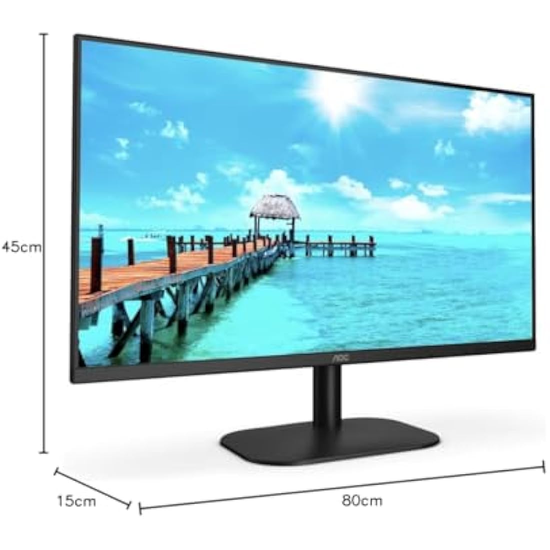 AOC 27B2AM - 27 inch FHD Widescreen Monitor, 4ms, VA Frameless Design, LowBlue Mode, Flicker free, Speakers (1920 x 1080 @ 75Hz, HDMI 1.4 x 1, VGA),Black