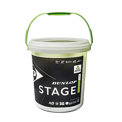 DUNLOP Tennis Ball Stage 1 Green - for Kids & Beginner on regular court (60 Balls)