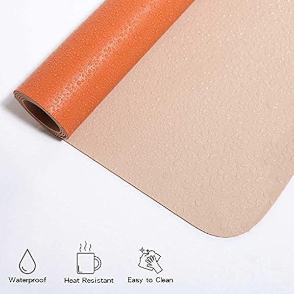 DOBAOJIA Desk Pad XX-Large, Desk Mat, Desk Blotter, Laptop Pad, Extended Mouse Mat, Mouse Pad XXL, Writing Pad for Office/Home, Dual-Side Use PU Leather Waterproof 35.4" X 16.9"(Beige/Orange)