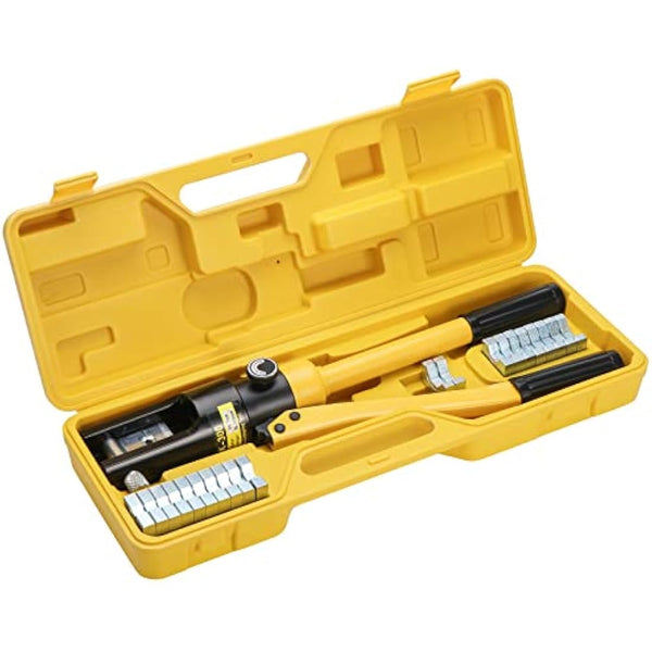 HSEAMALL 16Tons Hydraulic Crimping Tool 13 Dies, Electric Battery Cable Wire Lug Terminal Hydraulic Crimper 8-300mm²