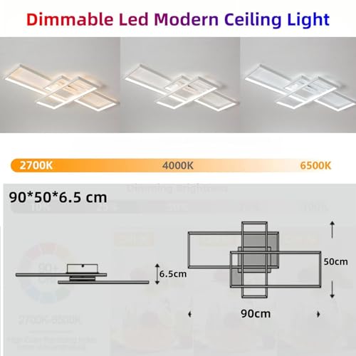 Jsz LED Dimmable Ceiling Light Living Room Lamp with Remote Control Modern Minimalist Ceiling Light Creative Metal Acrylic Design Ceiling Light