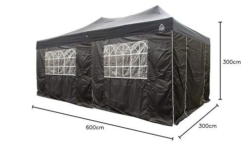 All Seasons Gazebos 3M x 6M Waterproof Gazebo Party Tent with Rustproof Frame and Wheeled Carry Bag (Metallic Grey)