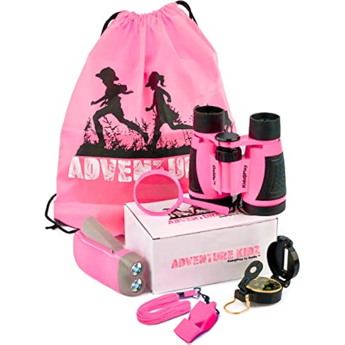 Adventure Kidz Outdoor Exploration Kit, Children’s Binoculars, Flashlight, Compass, Fox Whistle, Magnifying Glass, Backpack. Great Gift Set for STEM, Pretend Play, Ages 3+